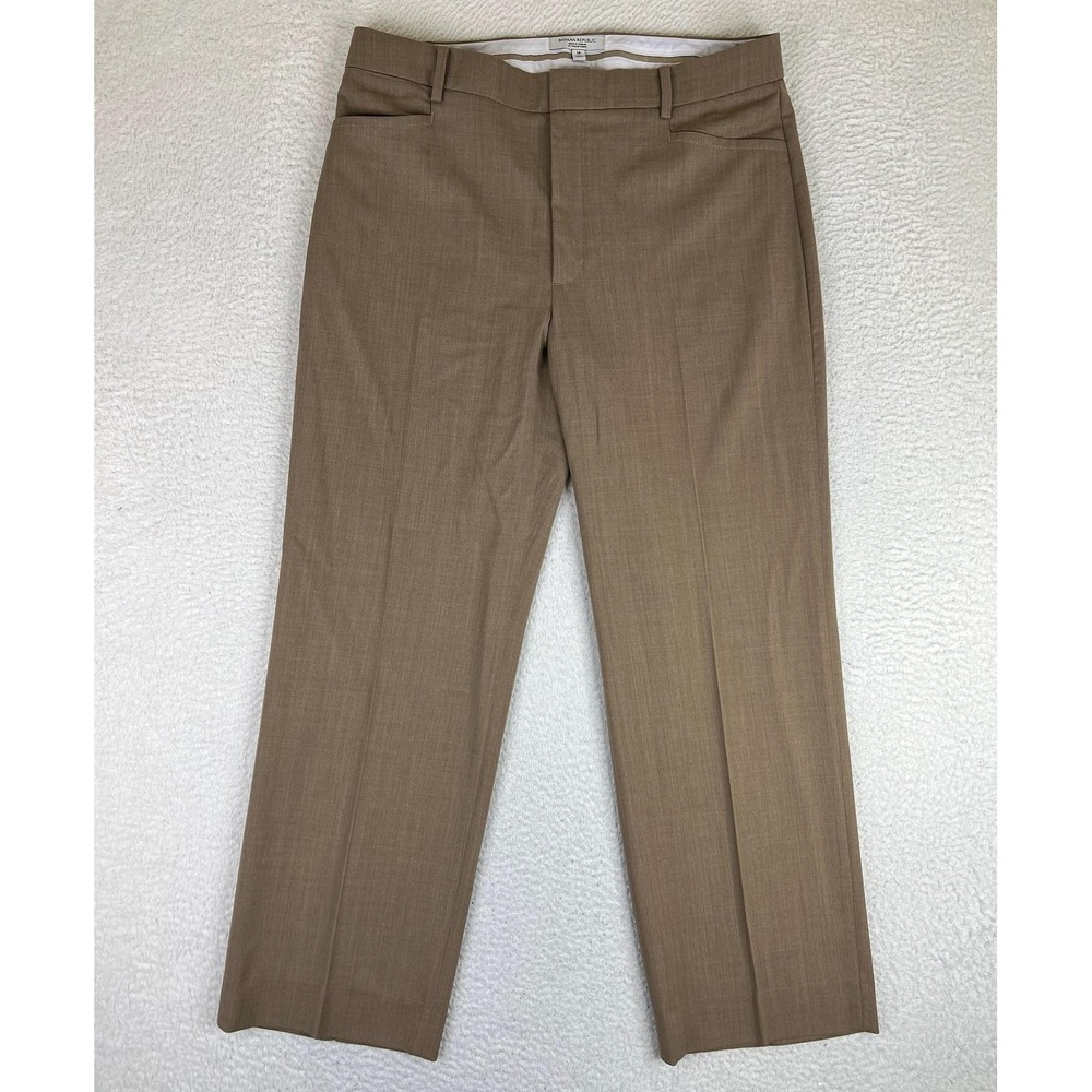 Banana‎ Republic Womens 14 Beige Wool Lined Dress Pants Classic Fit 444813-01